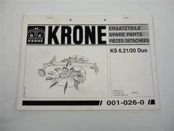 Krone KS 6.21 20 Duo Kreiselschwader Ersatzteiliste Ersatzteilkatalog 1997