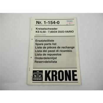Krone KS 6.50 - 7.60 24 Duo Vario Kreiselschwader Ersatzteiliste 1993