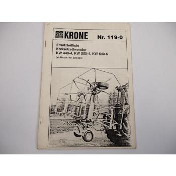 Krone KW 440-4 550-4 640-6 Kreiselzettwender Ersatzteiliste Parts list