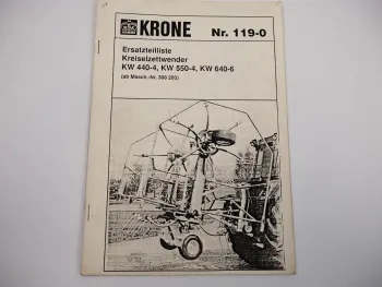 Krone KW 440-4 550-4 640-6 Kreiselzettwender Ersatzteiliste Parts list
