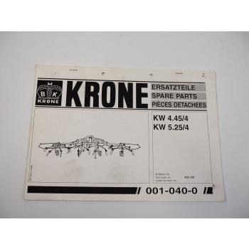 Krone KW 4.45/4 5.25/4 Heuwender Ersatzteiliste Parts list 03/1998