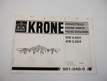 Krone KW 4.45/4 5.25/4 Heuwender Ersatzteiliste Parts list 03/1998
