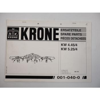 Krone KW 4.45/4 5.25/4 Heuwender Ersatzteiliste Parts list 1998