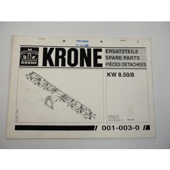 Krone KW 8.50/8 Heuwender Ersatzteiliste Spare Parts 1994