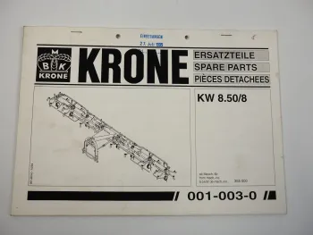 Krone KW 8.50/8 Heuwender Ersatzteiliste Spare Parts 1994