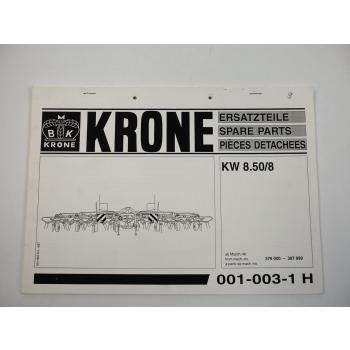Krone KW 8.50/8 Heuwender Ersatzteiliste Spare Parts 1997