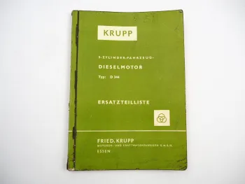 Krupp D344 Dieselmotor für LKW Elch Widder Ersatzteilliste 1959
