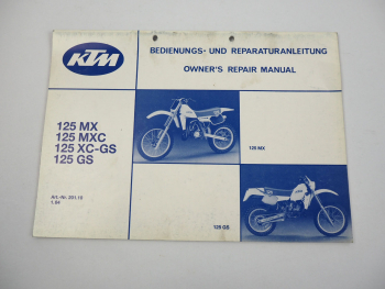 KTM 125 MX MXC XC-GS GS Reparaturanleitung Werkstatthandbuch Repair Manual 1984