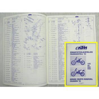 KTM 125 SX EXC EGS Fahrgestell Chassis Ersatzteilkatalog Parts List 1993