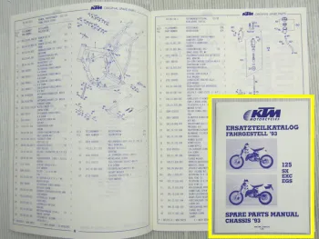 KTM 125 SX EXC EGS Fahrgestell Chassis Ersatzteilkatalog Parts List 1993