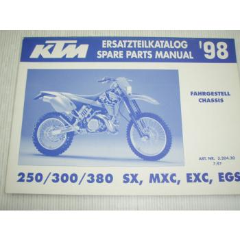 KTM 250 300 380 SX MXC EXC EGS Ersatzteilliste Spare parts List 1998