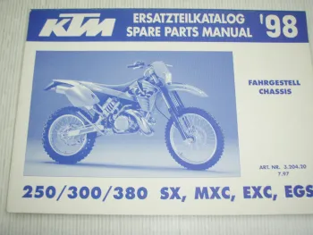KTM 250 300 380 SX MXC EXC EGS Ersatzteilliste Spare parts List 1998