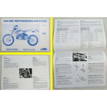 KTM 250 300 Motocross-Enduro MJ 94 Bedienungsanleitung Wartung Owners Handbook
