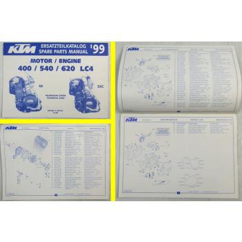 KTM 400SXC 500SXC 620SX LC4 Ersatzteilliste Motor Parts list Engine MJ 1999