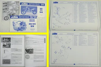 KTM 60 65 SX Bedienungsanleitung Ersatzteillisten für Motor + Fahrgestell MJ 99