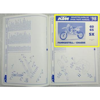 KTM 60 65 SX Ersatzteilliste Ersatzteilkatalog Parts List Fahrgestell Chassis 98