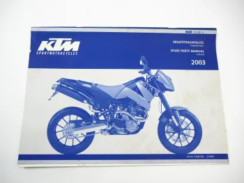 KTM 640 Duke II Motorrad Ersatzteilliste Ersatzteilkatalog Fahrgestell Chassis 2003