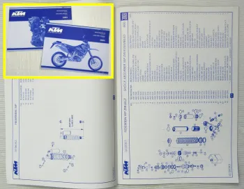 KTM 660SMC Ersatzteilliste Ersatzteilkatalog Parts List Fahrgestell + Motor 2003