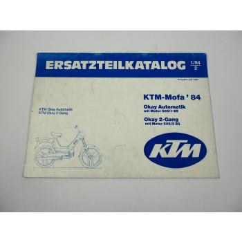 KTM Okay Automatik 2-Gang Mofa mit Motor 505 1BS 2BS Ersatzteilliste 1984