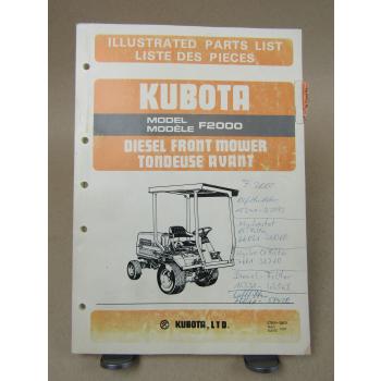 Kubota F2000 Parts List Liste des piece 3/1987 Front Mower Tondeuse Avant