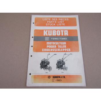 Kubota T250 T350 Einachsschlepper Ersatzteilliste Parts List Liste des piece 83