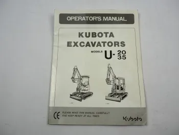 Kubota U-20 U-35 Excavator Bagger Operators Manual