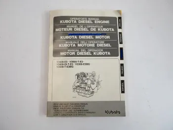 Kubota V 3300 3600 3800 Diesel Engine Operators Manual