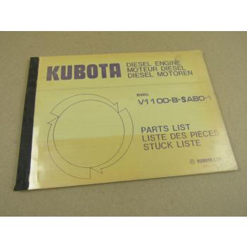 Kubota V1100-B-SABO-1 Diesel Motor Spare Parts List Ersatzteilliste 1983