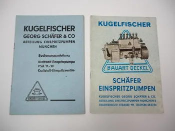Kugelfischer Georg Schäfer Einspritzpumpe PSA Betriebsanleitung Bedienung 1955