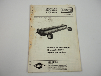 Kuhn BNG 360 450 P T Häcksler Ersatzteilliste Parts List Pieces de Rechange 1989