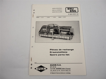 Kuhn BNU 125 160 195 BNG230 Häcksler Ersatzteilliste Spare Parts List 1991