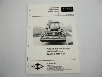 Kuhn EL131 Rotorfräse Ersatzteilliste Parts List Pieces de Rechange 1994