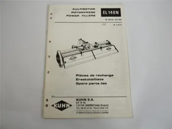 Kuhn EL140N Rotorfräse Ersatzteilliste Parts List Pieces de Rechange 1989