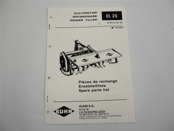 Kuhn EL25 Rotorfräse Ersatzteilliste Parts List Pieces de Rechange 1994