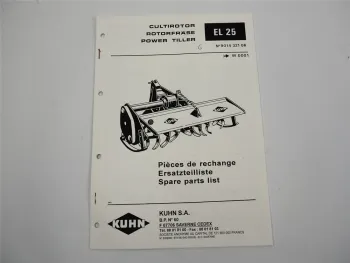 Kuhn EL25 Rotorfräse Ersatzteilliste Parts List Pieces de Rechange 1994