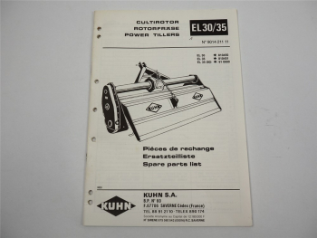 Kuhn EL30 EL35 Rotorfräse Ersatzteilliste Parts List Pieces de Rechange 1994