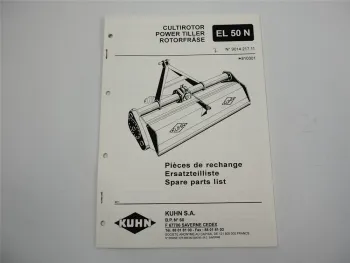 Kuhn EL50N Rotorfräse Ersatzteilliste Parts List Pieces de Rechange 1994