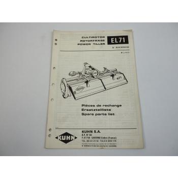 Kuhn EL71 Rotorfräse Ersatzteilliste Parts List Pieces de Rechange 1987