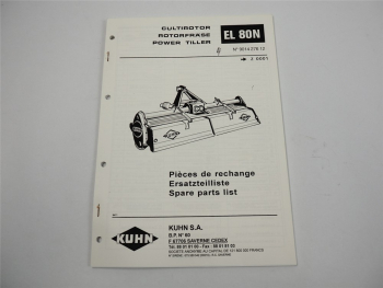 Kuhn EL80N Rotorfräse Ersatzteilliste Parts List Pieces de Rechange 1994