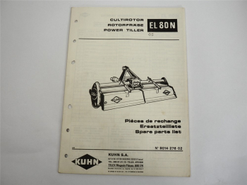 Kuhn EL89N Rotorfräse Ersatzteilliste Parts List Pieces de Rechange 1983