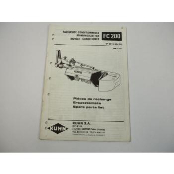 Kuhn FC200 Mähknickzetter Ersatzteilliste Spare Parts List Ausgabe 1988