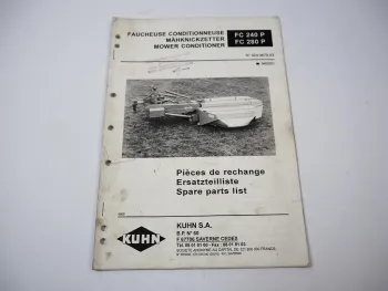 Kuhn FC240P FC280P Mähknickzetter Ersatzteilliste Ersatzteilkatalog 1995