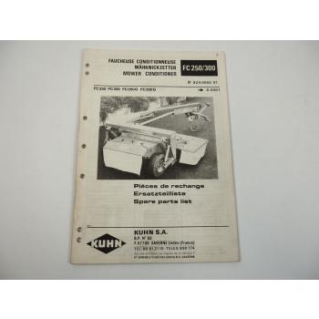 Kuhn FC250 FC300 Mähknickzetter Ersatzteilliste Spare Parts List 1988