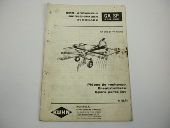 Kuhn GA230 280SP Giroschwader Ersatzteilkatalog Ersatzteilliste ca 1980/85