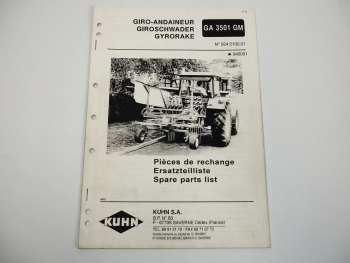 Kuhn GA3501 GM Giroschwader Ersatzteilliste Ersatzteilkatalog parts list 1994