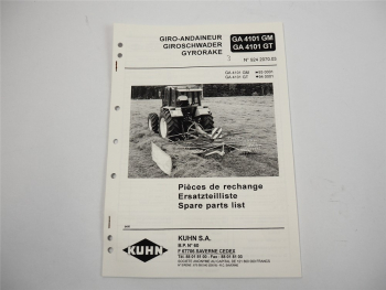 Kuhn GA4101GM GA4101GT Ersatzteilliste Ersatzteilkatalog parts list 1994
