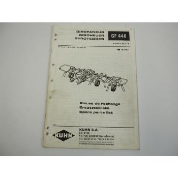 Kuhn GF440 Giroheuer Ersatzteilliste Parts List Pieces de Rechange 1988