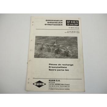 Kuhn GF440S 440SRP Giroheuer Ersatzteilliste Parts List Pieces de Rechange 1988
