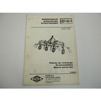Kuhn GF4S ST SP Giroheuer Ersatzteilliste Parts List Pieces de Rechange 1974