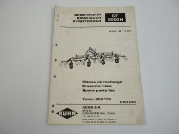 Kuhn GF5000H Giroheuer Ersatzteilliste Parts List Pieces de Rechange 1987